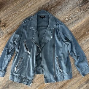EXPRESS oversized moto jacket in grey XS / S
